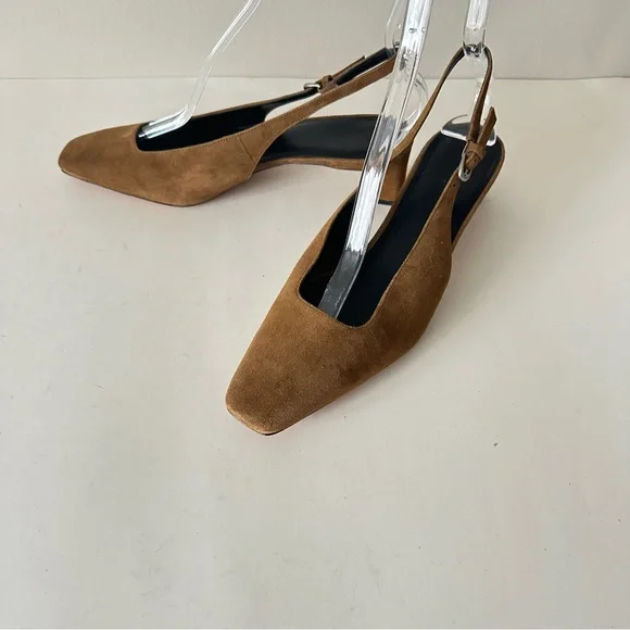 NEW Vince Hart Cinnamon Suede Slingback Women's Kitten Heels, Sz 9 - Picture 2 of 14